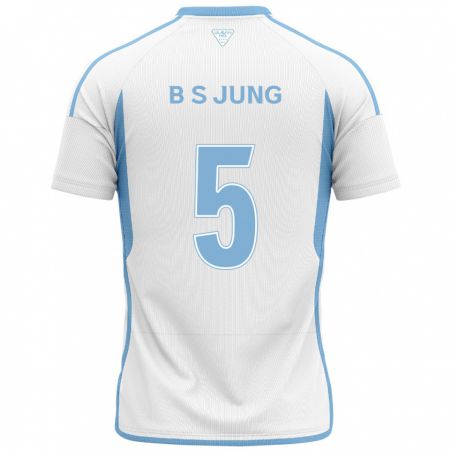 Kandiny Enfant Maillot Seong-Bin Jung #5 Blanc Bleu Tenues Extérieur 2024/25 T-Shirt