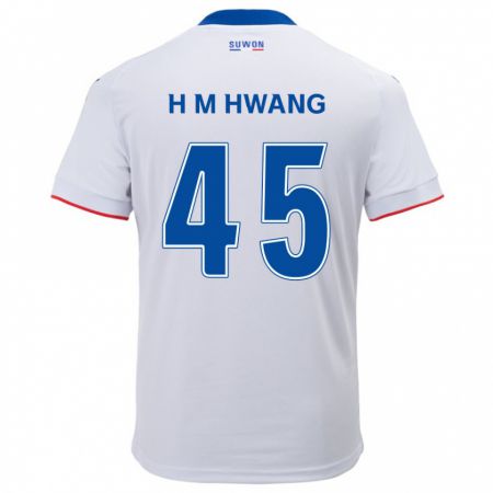 Kandiny Enfant Maillot Myung-Hyun Hwang #45 Blanc Bleu Tenues Extérieur 2024/25 T-Shirt