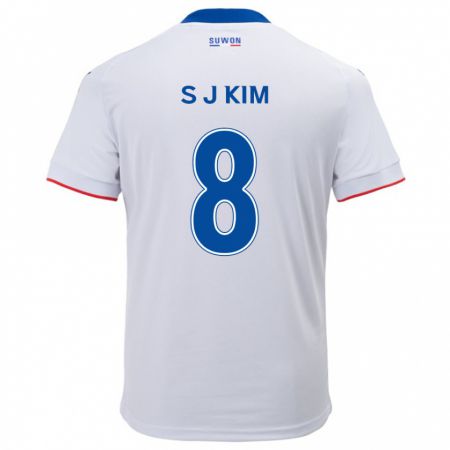 Kandiny Enfant Maillot Ji-Sung Kim #8 Blanc Bleu Tenues Extérieur 2024/25 T-Shirt