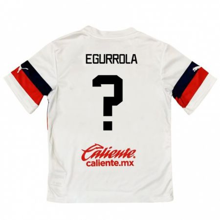 Kandiny Enfant Maillot Luis Egurrola #0 Blanc Rouge Tenues Extérieur 2024/25 T-Shirt