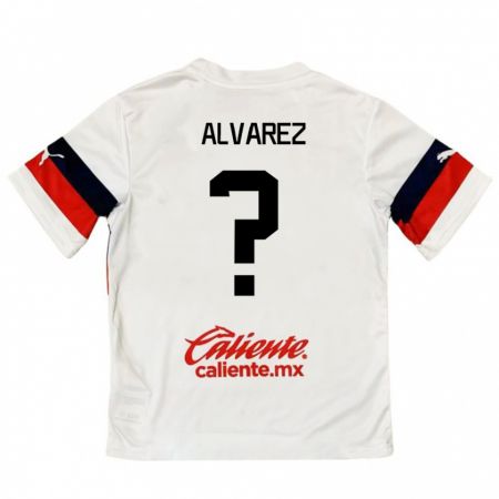 Kandiny Enfant Maillot Sergio Álvarez #0 Blanc Rouge Tenues Extérieur 2024/25 T-Shirt