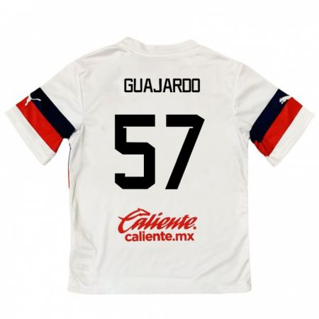 Kandiny Enfant Maillot Dylan Guajardo #57 Blanc Rouge Tenues Extérieur 2024/25 T-Shirt