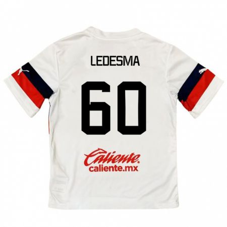 Kandiny Enfant Maillot Luis Ledesma #60 Blanc Rouge Tenues Extérieur 2024/25 T-Shirt