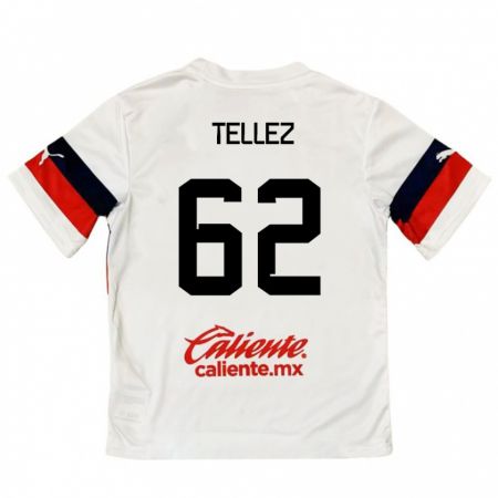 Kandiny Enfant Maillot Brandon Téllez #62 Blanc Rouge Tenues Extérieur 2024/25 T-Shirt