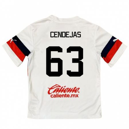 Kandiny Enfant Maillot Matías Cendejas #63 Blanc Rouge Tenues Extérieur 2024/25 T-Shirt