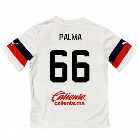 Kandiny Enfant Maillot Arturo Palma #66 Blanc Rouge Tenues Extérieur 2024/25 T-Shirt