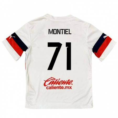 Kandiny Enfant Maillot Erick Montiel #71 Blanc Rouge Tenues Extérieur 2024/25 T-Shirt