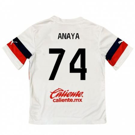 Kandiny Enfant Maillot Mario Anaya #74 Blanc Rouge Tenues Extérieur 2024/25 T-Shirt