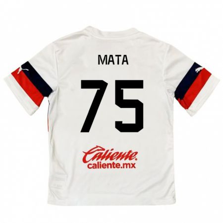 Kandiny Enfant Maillot Hugo Mata #75 Blanc Rouge Tenues Extérieur 2024/25 T-Shirt