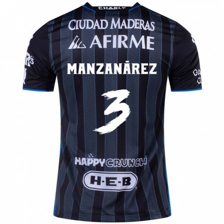 Kandiny Enfant Maillot Óscar Manzanárez #3 Blanc Noir Tenues Extérieur 2024/25 T-Shirt