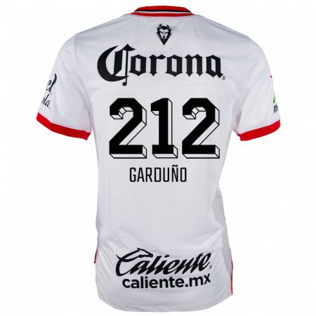 Kandiny Enfant Maillot Carlos Garduño #212 Blanc Rouge Tenues Extérieur 2024/25 T-Shirt