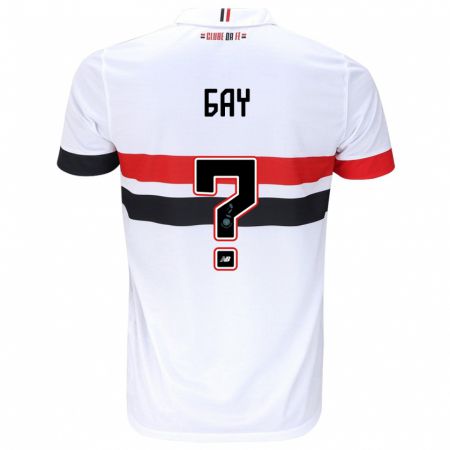 Kandiny Homme Maillot Ganael Gay #0 Blanc Rouge Noir Tenues Domicile 2024/25 T-Shirt