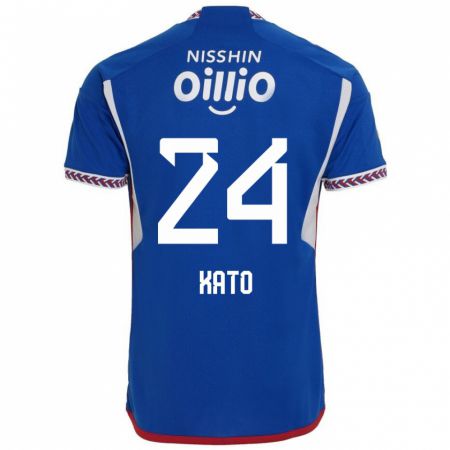 Kandiny Homme Maillot Hijiri Kato #24 Bleu Blanc Rouge Tenues Domicile 2024/25 T-Shirt