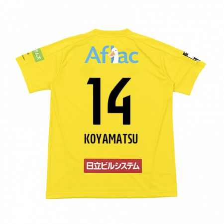 Kandiny Homme Maillot Tomoya Koyamatsu #14 Jaune Noir Tenues Domicile 2024/25 T-Shirt