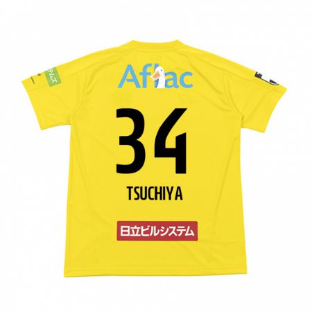 Kandiny Homme Maillot Takumi Tsuchiya #34 Jaune Noir Tenues Domicile 2024/25 T-Shirt