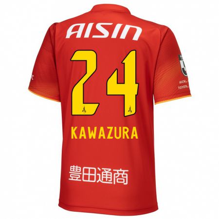 Kandiny Homme Maillot Akinari Kawazura #24 Rouge Blanc Jaune Tenues Domicile 2024/25 T-Shirt