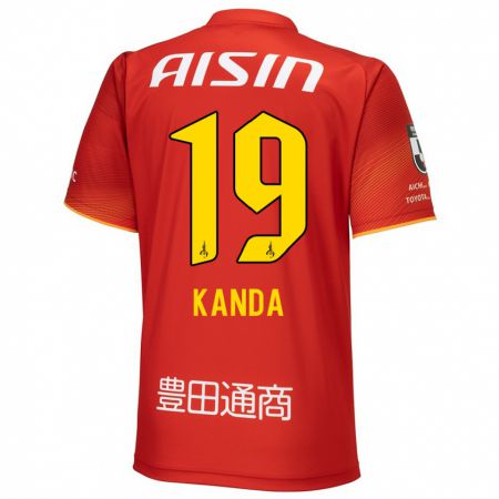 Kandiny Homme Maillot Ryu Kanda #19 Rouge Blanc Jaune Tenues Domicile 2024/25 T-Shirt