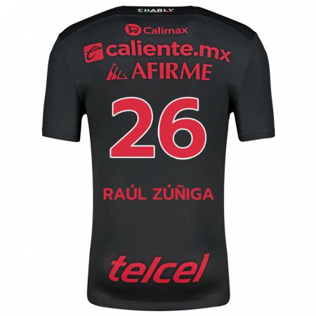 Kandiny Homme Maillot José Raúl Zúñiga #26 Noir Rouge Tenues Domicile 2024/25 T-Shirt