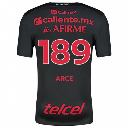 Kandiny Homme Maillot Diego Arce #189 Noir Rouge Tenues Domicile 2024/25 T-Shirt