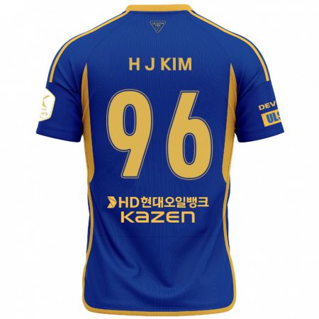 Kandiny Homme Maillot Ji-Hyun Kim #96 Bleu Jaune Tenues Domicile 2024/25 T-Shirt