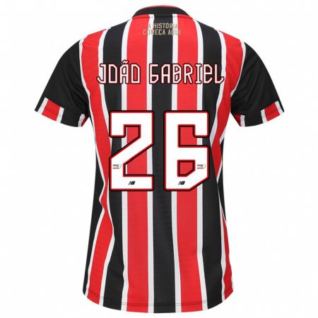 Kandiny Homme Maillot João Gabriel #26 Noir Rouge Blanc Tenues Extérieur 2024/25 T-Shirt