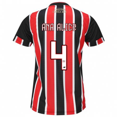 Kandiny Homme Maillot Ana Alice Luciano Da Silva #4 Noir Rouge Blanc Tenues Extérieur 2024/25 T-Shirt