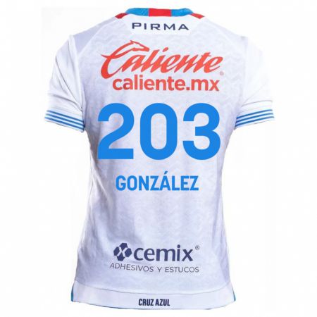 Kandiny Homme Maillot Rogelio González #203 Blanc Bleu Tenues Extérieur 2024/25 T-Shirt