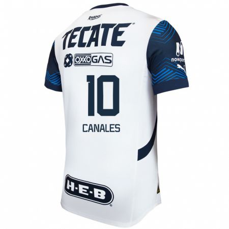 Kandiny Homme Maillot Sergio Canales #10 Blanc Bleu Tenues Extérieur 2024/25 T-Shirt