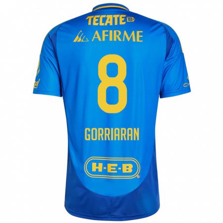 Kandiny Homme Maillot Fernando Gorriarán #8 Bleu Jaune Tenues Extérieur 2024/25 T-Shirt