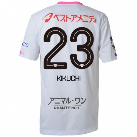 Kandiny Homme Maillot Taichi Kikuchi #23 Blanc Bleu Rose Tenues Extérieur 2024/25 T-Shirt