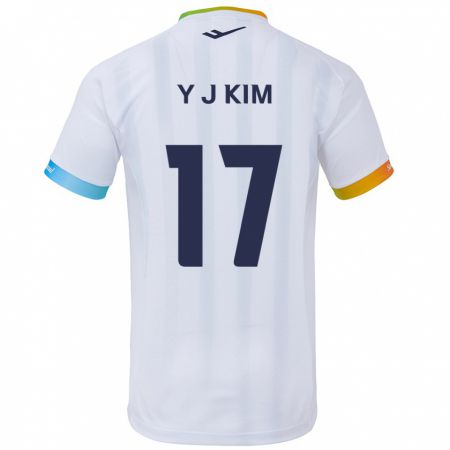 Kandiny Homme Maillot Jin-Ya Kim #17 Blanc Bleu Tenues Extérieur 2024/25 T-Shirt