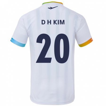 Kandiny Homme Maillot Hyeon-Deok Kim #20 Blanc Bleu Tenues Extérieur 2024/25 T-Shirt