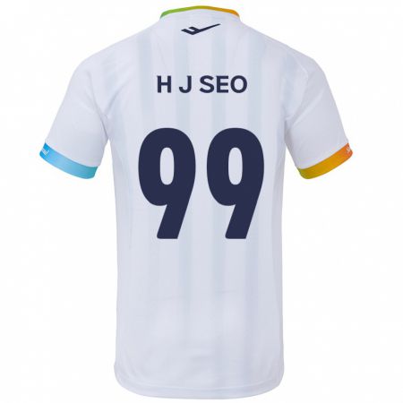 Kandiny Homme Maillot Ju-Hwan Seo #99 Blanc Bleu Tenues Extérieur 2024/25 T-Shirt