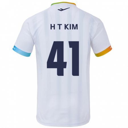 Kandiny Homme Maillot Tae-Ho Kim #41 Blanc Bleu Tenues Extérieur 2024/25 T-Shirt