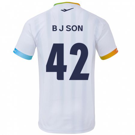 Kandiny Homme Maillot Jeong-Beom Son #42 Blanc Bleu Tenues Extérieur 2024/25 T-Shirt