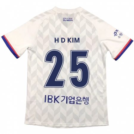 Kandiny Homme Maillot Dae-Hyun Kim #25 Blanc Bleu Tenues Extérieur 2024/25 T-Shirt