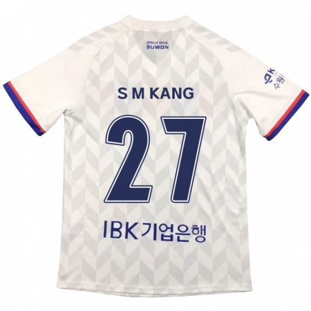 Kandiny Homme Maillot Min-Sung Kang #27 Blanc Bleu Tenues Extérieur 2024/25 T-Shirt