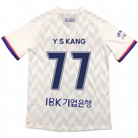 Kandiny Homme Maillot Sang-Yun Kang #77 Blanc Bleu Tenues Extérieur 2024/25 T-Shirt