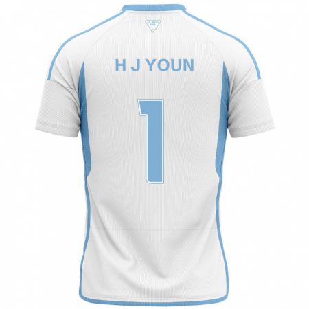 Kandiny Homme Maillot Je-Hun Youn #1 Blanc Bleu Tenues Extérieur 2024/25 T-Shirt