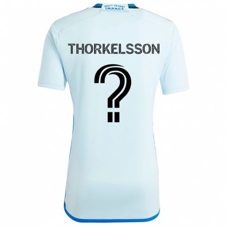 Kandiny Homme Maillot Róbert Orri Thorkelsson #0 Glace Bleue Tenues Extérieur 2024/25 T-Shirt