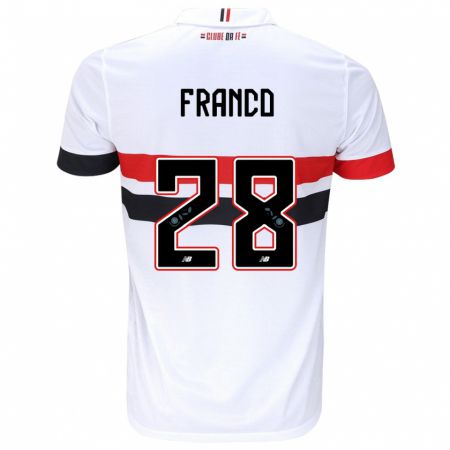 Kandiny Femme Maillot Alan Franco #28 Blanc Rouge Noir Tenues Domicile 2024/25 T-Shirt