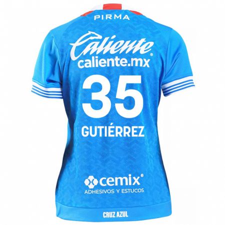 Kandiny Femme Maillot Luis Gutiérrez #35 Bleu Ciel Tenues Domicile 2024/25 T-Shirt