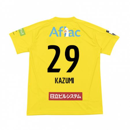 Kandiny Femme Maillot Takuto Kazumi #29 Jaune Noir Tenues Domicile 2024/25 T-Shirt