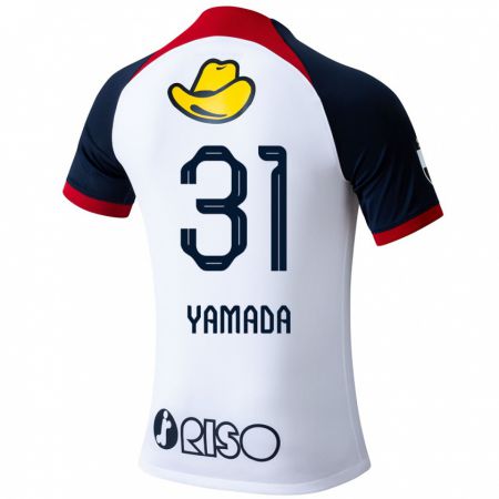 Kandiny Femme Maillot Taiki Yamada #31 Blanc Bleu Rouge Tenues Extérieur 2024/25 T-Shirt