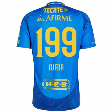 Kandiny Femme Maillot Diego Ojeda #199 Bleu Jaune Tenues Extérieur 2024/25 T-Shirt