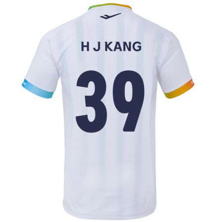 Kandiny Femme Maillot Ju-Hyeok Kang #39 Blanc Bleu Tenues Extérieur 2024/25 T-Shirt