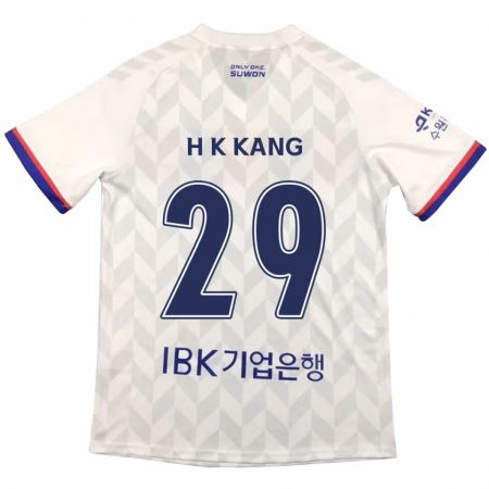 Kandiny Femme Maillot Kyo-Hun Kang #29 Blanc Bleu Tenues Extérieur 2024/25 T-Shirt