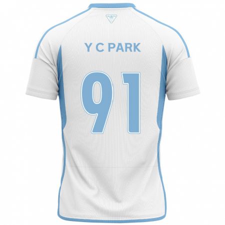 Kandiny Femme Maillot Chu-Young Park #91 Blanc Bleu Tenues Extérieur 2024/25 T-Shirt