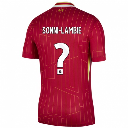 Kandiny Enfant Maillot Joshua Sonni-Lambie #0 Rouge Jaune Blanc Tenues Domicile 2024/25 T-Shirt