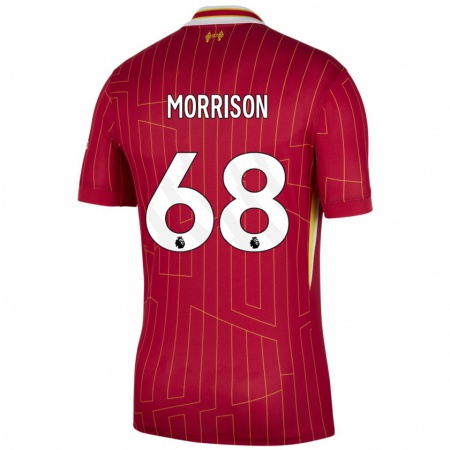 Kandiny Enfant Maillot Kieran Morrison #68 Rouge Jaune Blanc Tenues Domicile 2024/25 T-Shirt